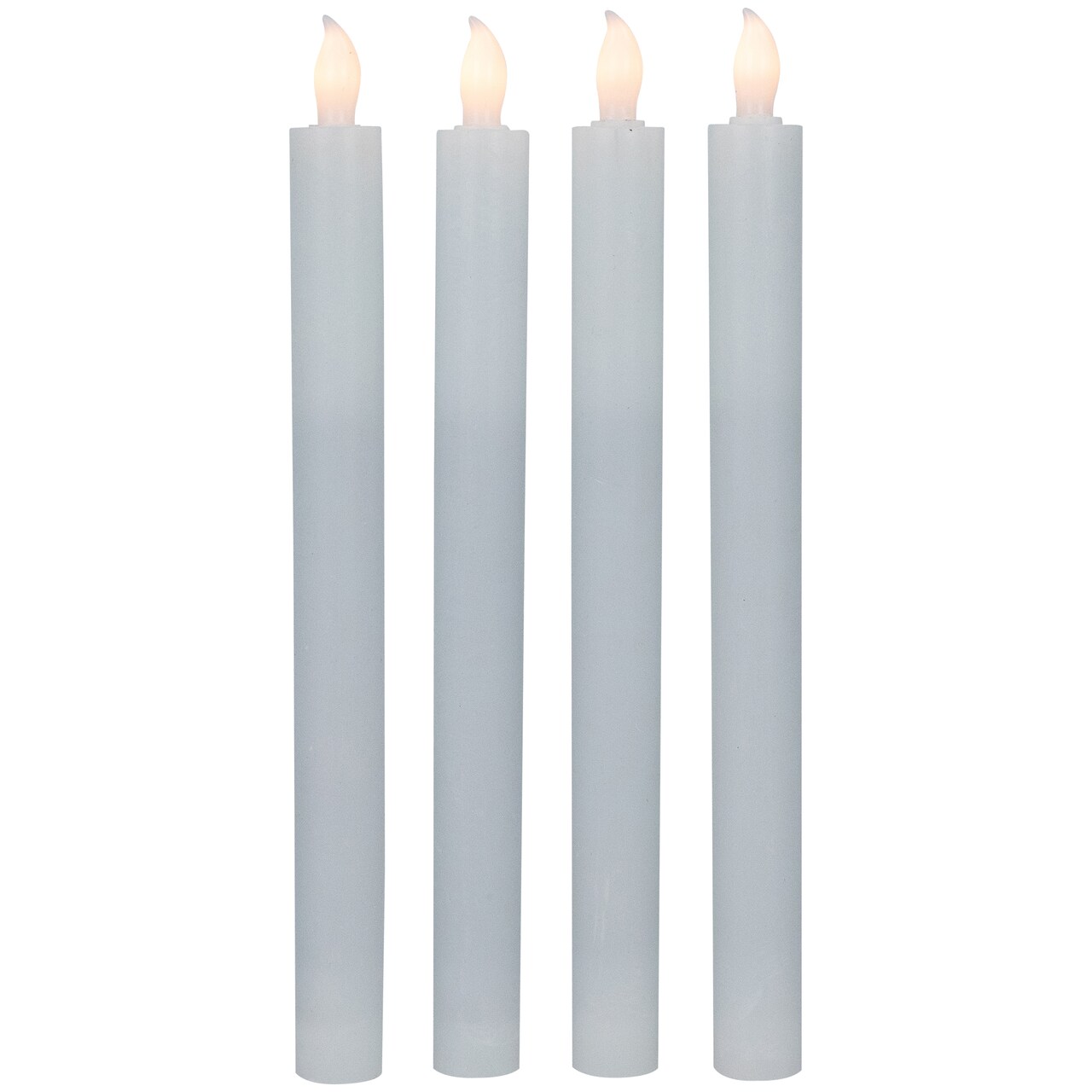Northlight Set of 4 Solid White LED Flameless Flickering Wax Taper Candles 9.5"